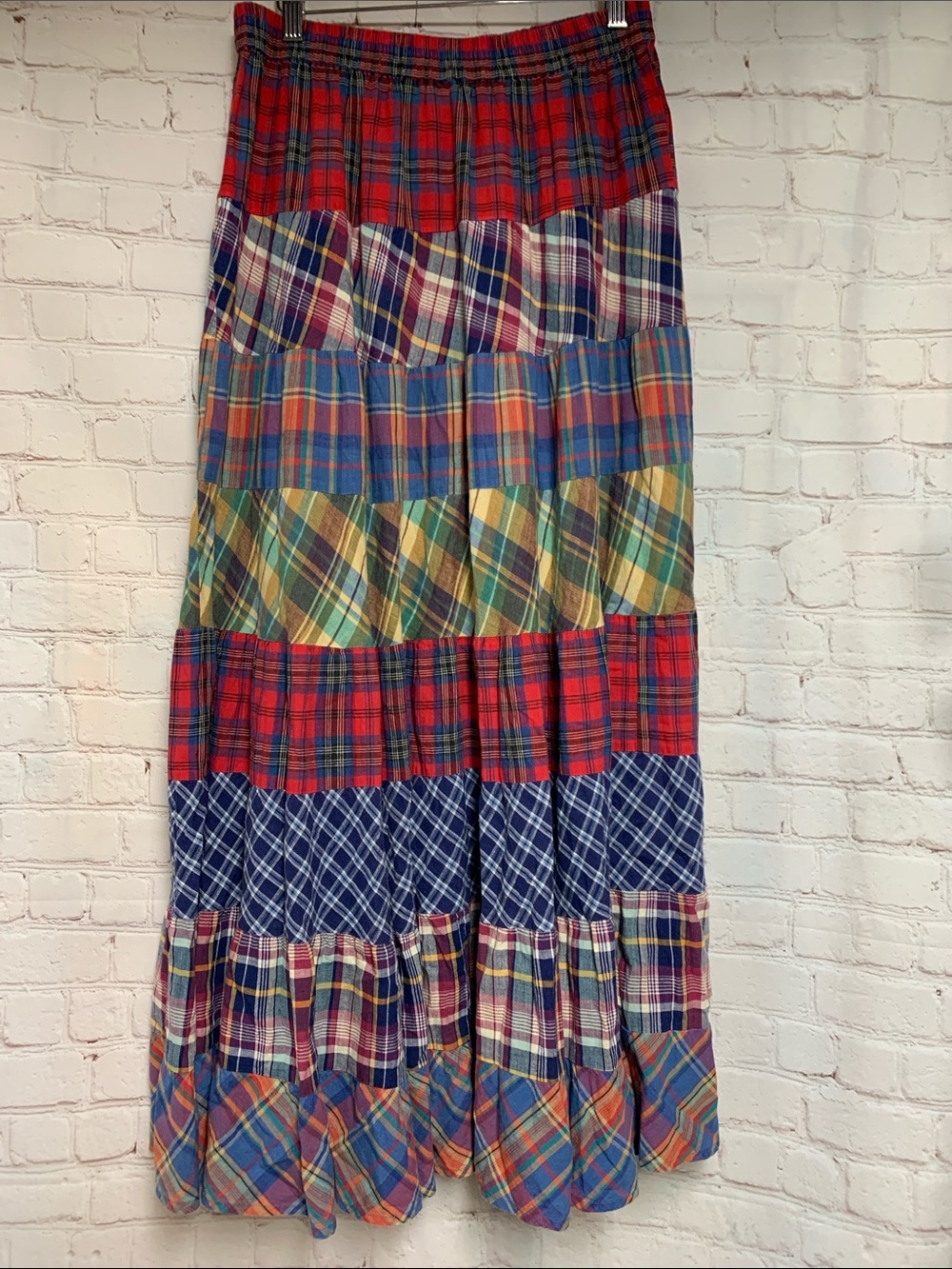 RARE Vintage Carol Little Madras Prairie Western Maxi Swing Tiered Skirt Size 10 - Picture 5 of 5